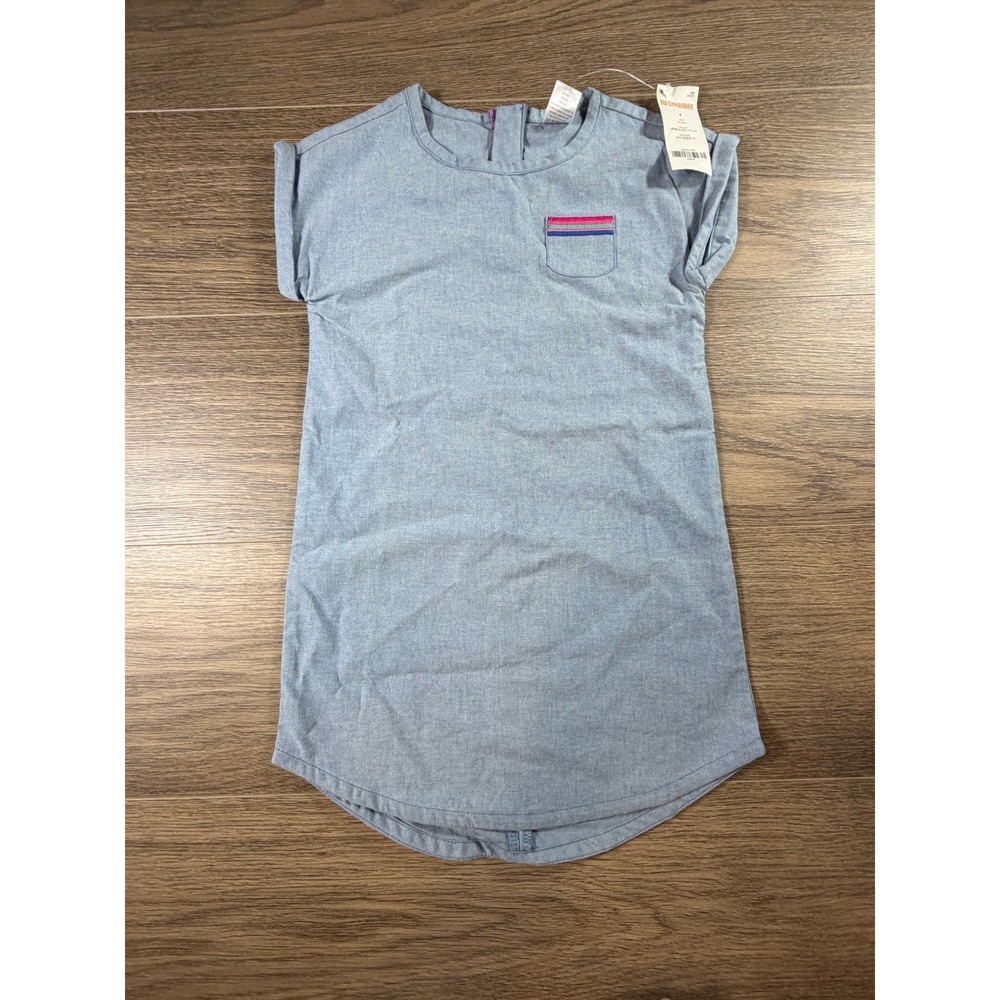 Gymboree Girls Blue Chambray Shift Dress Short Sleeve Pocket Size 5 NEW